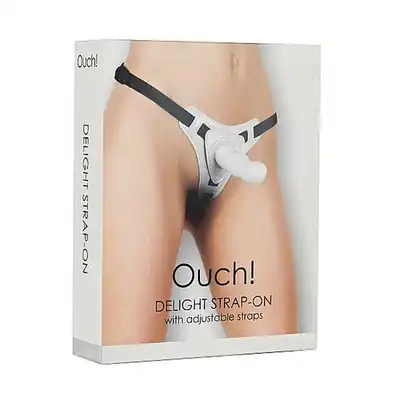Ouch! - Delight Strap-on White. Strap-on dla kobiet z regulowanymi paskami.