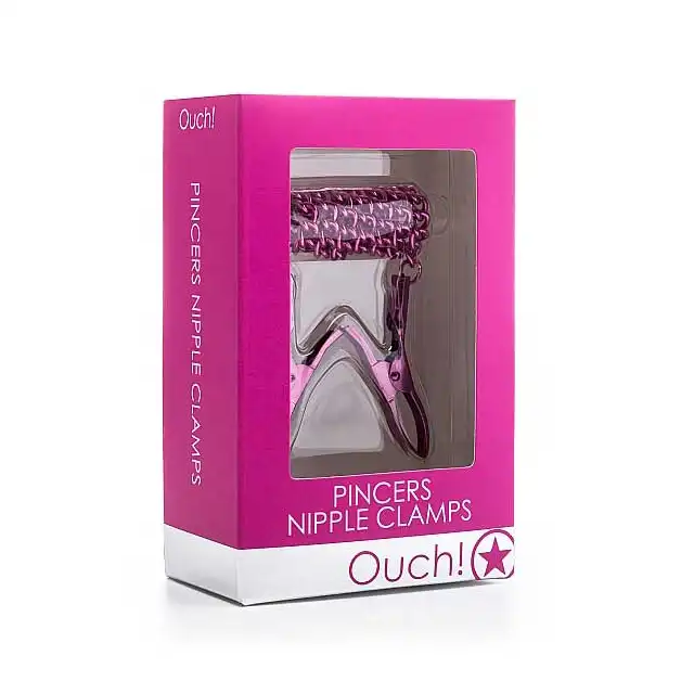 Ouch! - Pincers Nipple Clamps. Różowe klamerki na sutki.