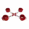 Ouch! - Leather Hand And Leg Cuffs Red. Kajdanki krzyżowe na ręce i nogi.