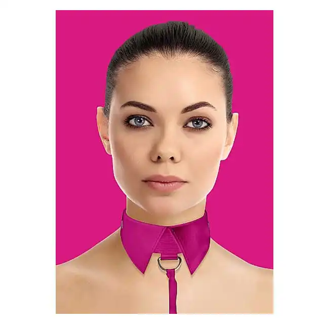 Ouch! - Classic Collar With Leash Pink. Szykowny kołnierzyk ze smyczą.