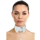 Ouch! - Classic Collar With Leash White. Szykowny kołnierzyk ze smyczą.
