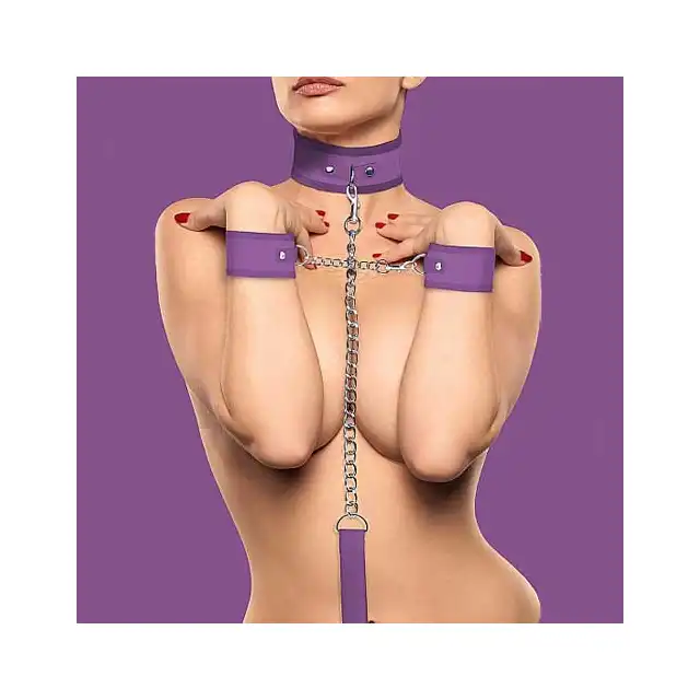 Ouch! - Velcro Collar With Seperate Cuffs Purple. Obroża+kajdanki.