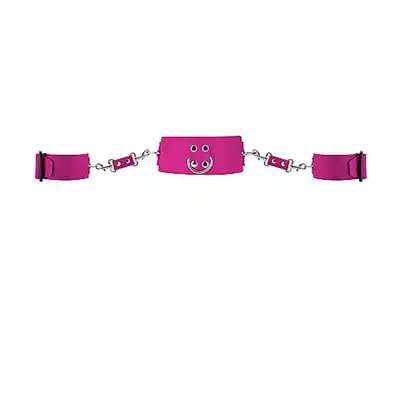 Ouch! - Collar And Cuffs Pink. Obroża z odpinanymi mankietami.