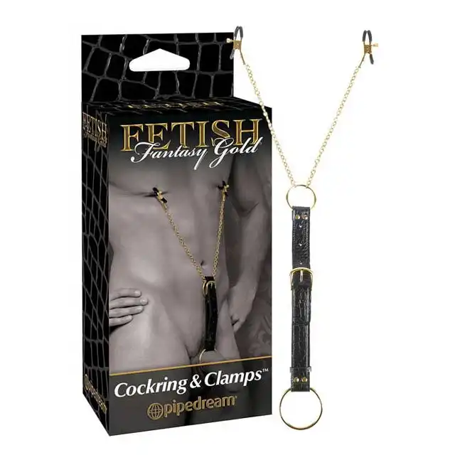 Fetish Fantasy Gold - Cockring &amp; Clamps. Ring Na Penisa Z Klamerkami Na Sutki.
