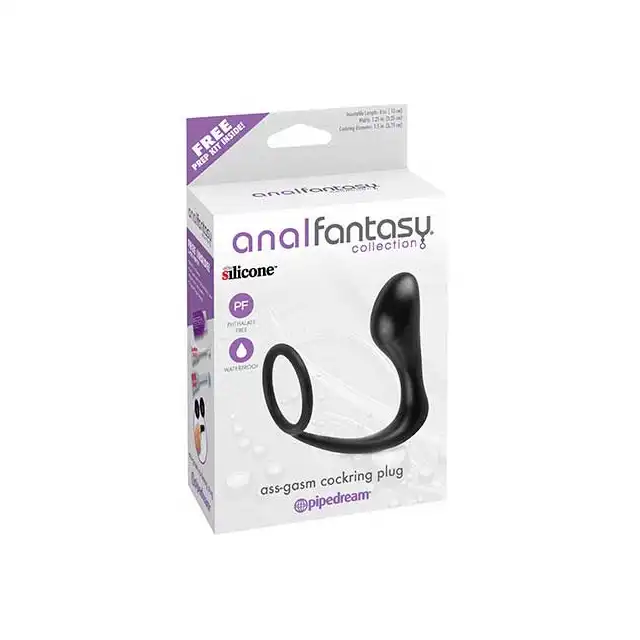 Anal Fantasy - Ass- Gasm Cockring Plug. Stymulator prostaty z ringiem na penisa. Silikon medyczny.