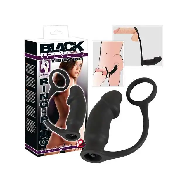 You2Toys - Black Velvets - Wibrujący ring + plug analny.