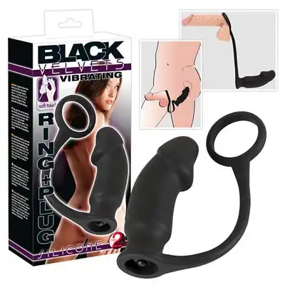 You2Toys - Black Velvets - Wibrujący ring + plug analny.