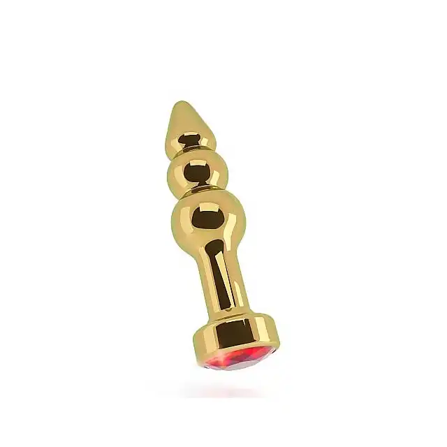 Rich - Gold Plug With Sparkling Sapphire. Piękna wtyczka analna, zdobiona kryształkiem. Mega Sale!