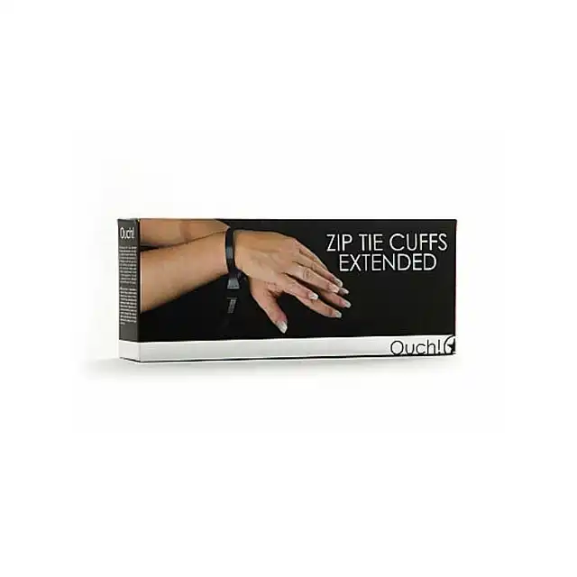 Ouch! - Zip Tie Cuffs Extended Black. Kajdanki typu zip.