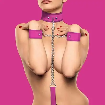 Ouch! - Velcro Collar With Seperate Cuffs Pink. Obroża+kajdanki.