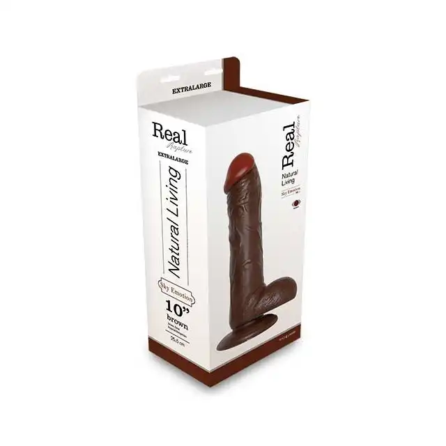 Real Rapture - Realistyczne, brązowe dildo z wibracjami. Extralarge - 25,5 cm.