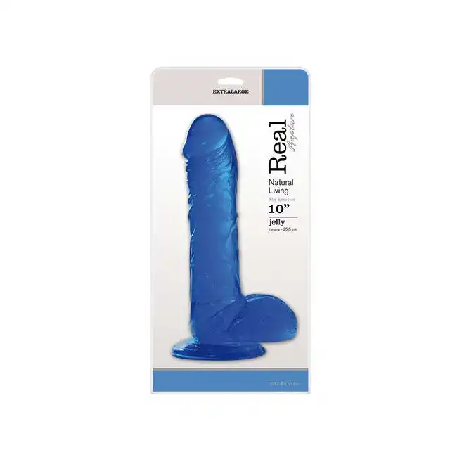 Real Rapture Blue - Duże, żelowe dildo. Extra Large 25,5 cm.