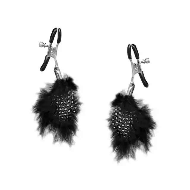 Fetish Fantasy - Feather Nipple Clamps. Klamerki na sutki z piórkami.