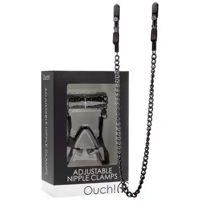 Ouch! - Adjustable Nipple Clamps. Czarne klamerki na sutki.