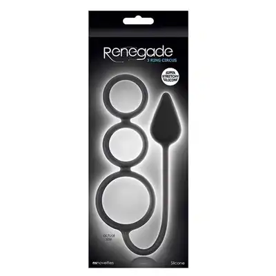 Renegade - 3 Ring Circus Small. Potrójny ring na penisa + wtyczka analna.