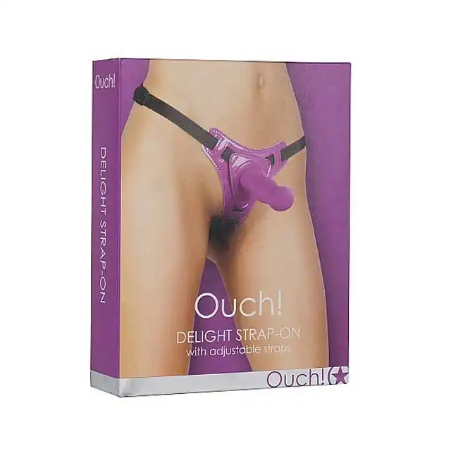 Ouch! - Delight Strap-on Purple. Strap-on dla kobiet z regulowanymi paskami.