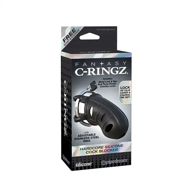 Fantasy C-Ringz - Hardcore Silicone Cock Blocker. Silikon medyczny. Pas cnoty na kłódkę.