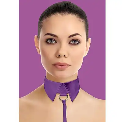 Ouch! - Classic Collar With Leash Purple. Szykowny kołnierzyk ze smyczą. Mega Sale!
