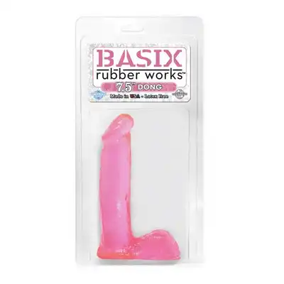 Pipedream - Basix - Rubber Works Dong Pink. Dildo z jądrami.
