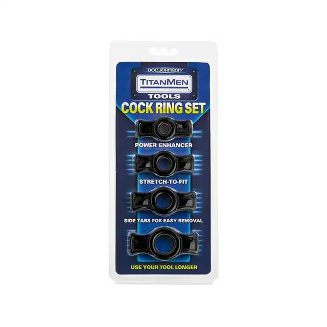 Doc Johnson - TitanMen - Cock Ring Set. Zestaw ringów na penisa. Twardszy penis, dłuższa erekcja!