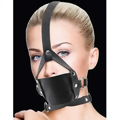 Ouch! - Leather Mouth Gag Black. Knebel na usta.