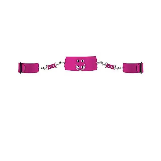 Ouch! - Collar And Cuffs Pink. Obroża z odpinanymi mankietami.