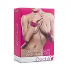 Ouch! - Leather Collar And Handcuffs Pink. Obroża z kajdanami.