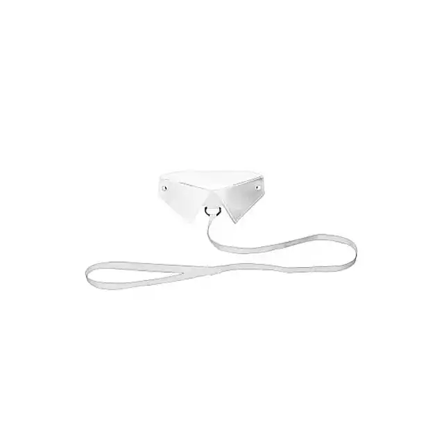 Ouch! - Classic Collar With Leash White. Szykowny kołnierzyk ze smyczą.