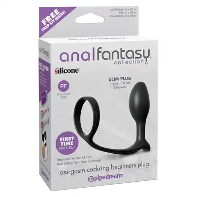 Anal Fantasy - Ass-Gasm Cockring Beginners Plug. Wtyczka z ringiem na penisa. Dla początkujących.