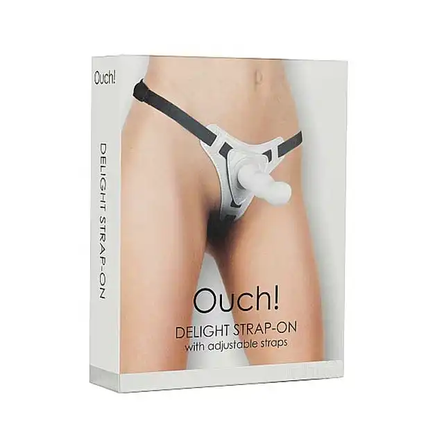 Ouch! - Delight Strap-on White. Strap-on dla kobiet z regulowanymi paskami.