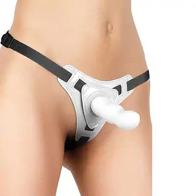 Ouch! - Delight Strap-on White. Strap-on dla kobiet z regulowanymi paskami.