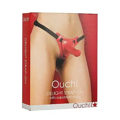 Ouch! - Delight Strap-on Red. Strap-on dla kobiet z regulowanymi paskami.