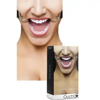 Ouch! - Hook Gag Black. Knebel z haczykami.