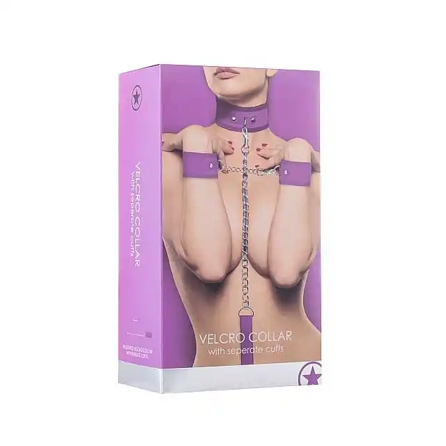 Ouch! - Velcro Collar With Seperate Cuffs Purple. Obroża+kajdanki.