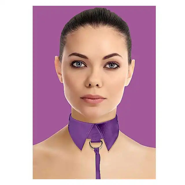 Ouch! - Classic Collar With Leash Purple. Szykowny kołnierzyk ze smyczą. Mega Sale!