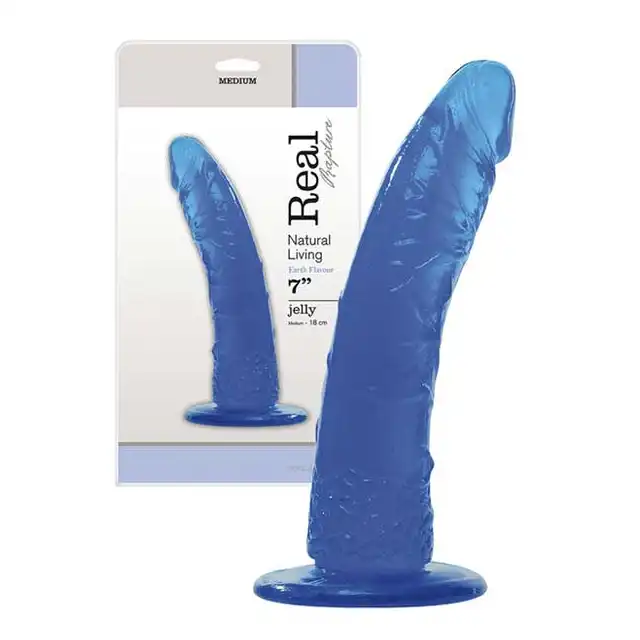 Real Rapture Blue - Realistyczne Żelowe Dildo. 18 cm.