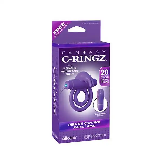 Fantasy C-Ringz - Remote Control Rabbit Ring. Podwójny, wibrujący ring na penisa. Silikon medyczny.