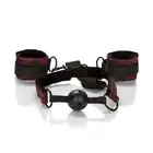Scandal - Breathable Ball Gag With Cuffs. Luksusowe zniewolenie - knebel + kajdanki.