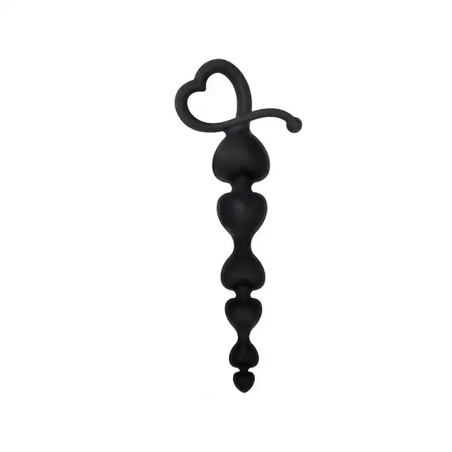 Silicone - Hearty Anal Wand Black. Koraliki Analne Serduszka.