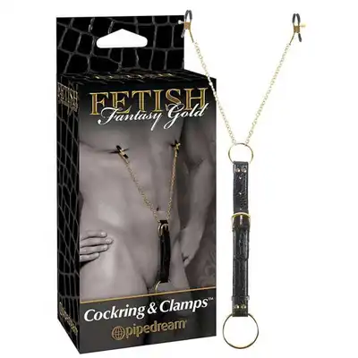 Fetish Fantasy Gold - Cockring &amp; Clamps. Ring Na Penisa Z Klamerkami Na Sutki.