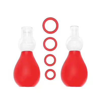 Ouch! - Nipple Erector Set Red. Pompki do sutków z zestawem obrączek.