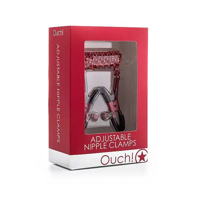 Ouch! - Adjustable Nipple Clamps. Czerwone klamerki na sutki.