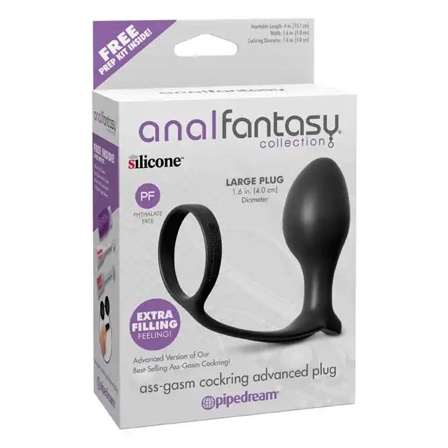 Anal Fantasy - Ass-Gasm Cockring Advanced Plug. Wtyczka z ringiem na penisa. Silikon medyczny. 