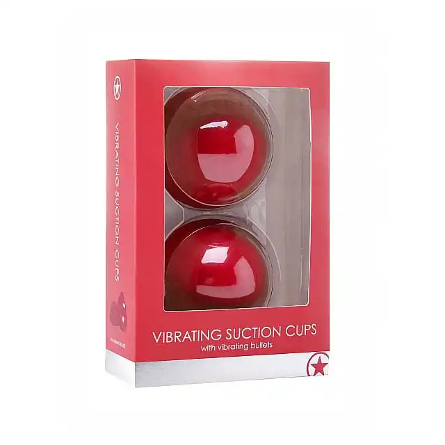 Ouch! - Vibrating Suctinon Cup Red. Wibrujące, silikonowe przyssawki.