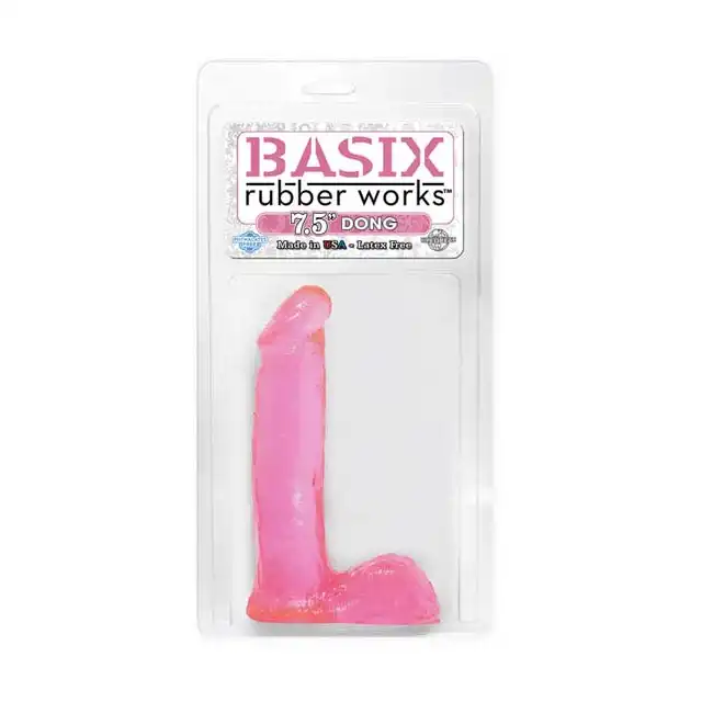 Pipedream - Basix - Rubber Works Dong Pink. Dildo z jądrami.