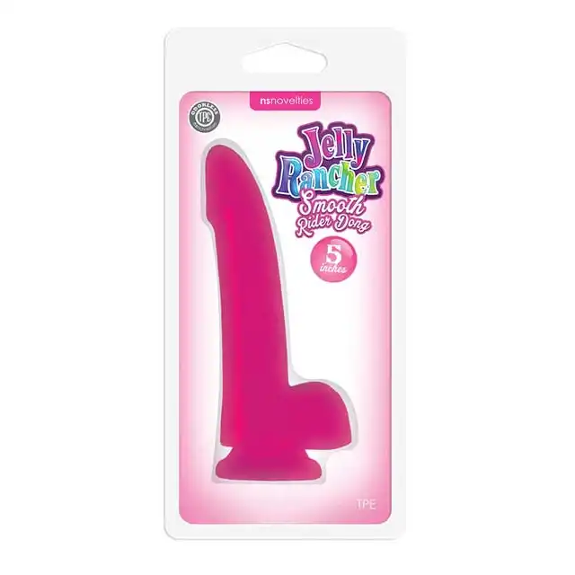 Nsnovelties - Jelly Rancher. Smooth Rider Dong Pink. Żelowe dildo z przyssawką.