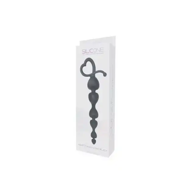 Silicone - Hearty Anal Wand Black. Koraliki Analne Serduszka.