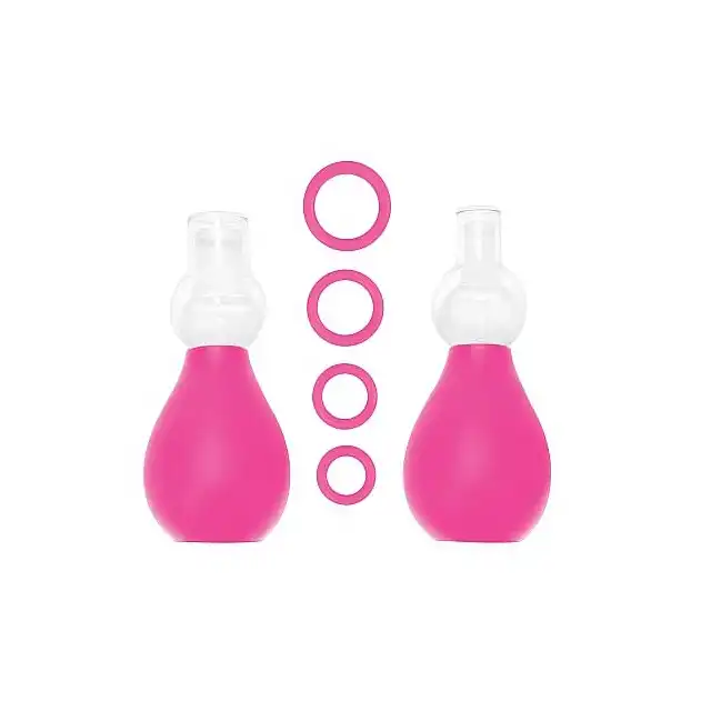 Ouch! - Nipple Erector Set Pink. Pompki do sutków z zestawem obrączek.