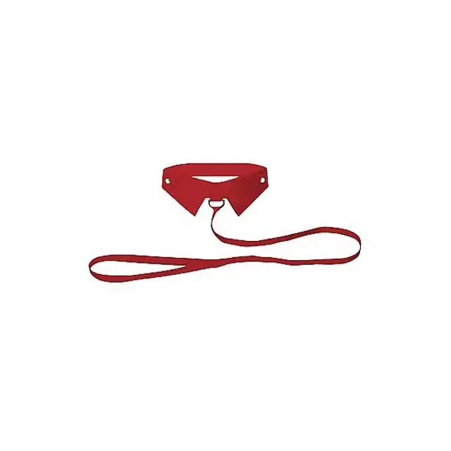 Ouch! - Classic Collar With Leash Red. Szykowny kołnierzyk ze smyczą.