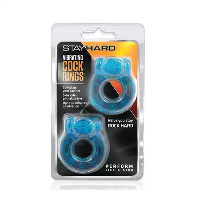Pierścień-STAY HARD VIBRATING COCKRINGS 2PACK BLUE
